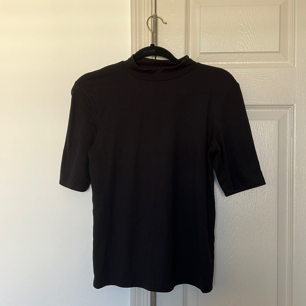 Fitted Black Mock-Neck Top